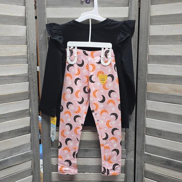 Girls Glow in the Dark Moon & Stars Halloween Outfit Shirt & Leggings Set | 4T - Picture 6 of 13